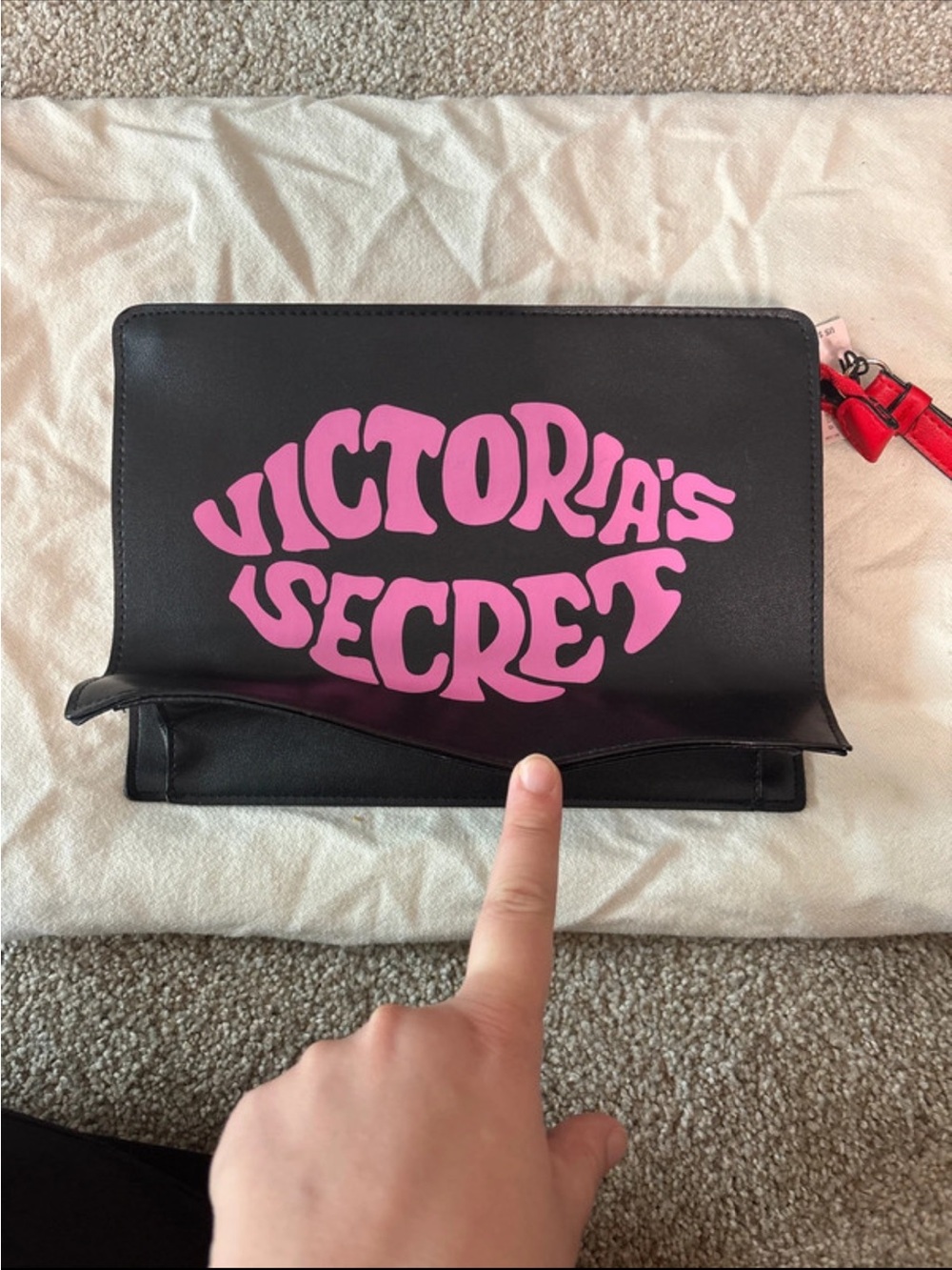 Victoria's Secret Black Clutch with Bright Pink Logo